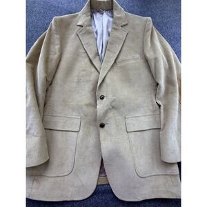 Anthonys Blazer Mens 42R Tan Corduroy Suit Jacket Elbow Patch Pockets Sport Coat